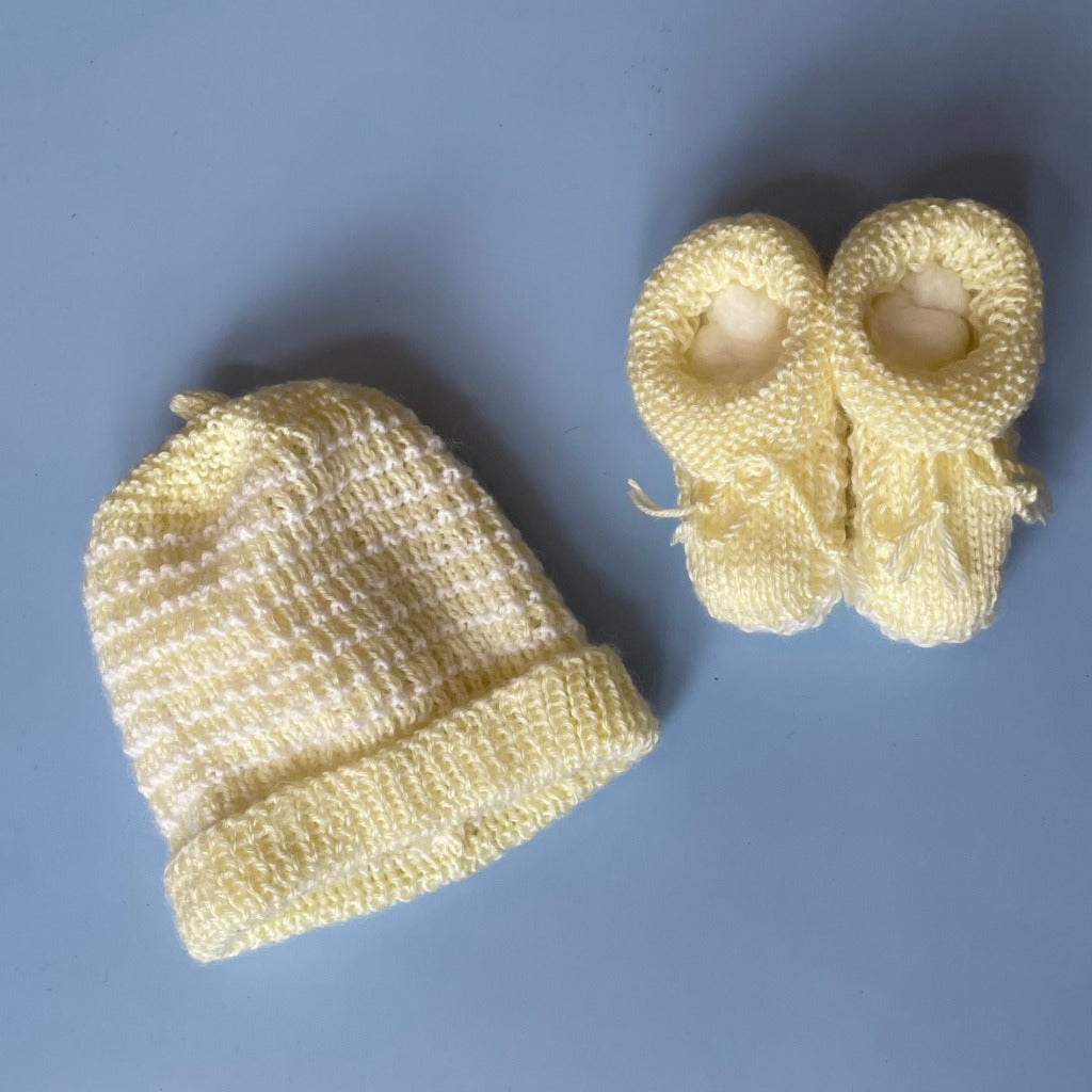 Hand-knitted Beanie & Bootie Set