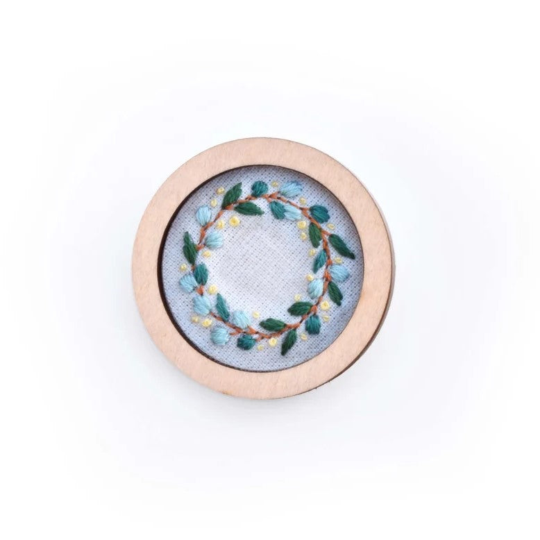 Hand Embroidered Australian Bird & Flora Brooch