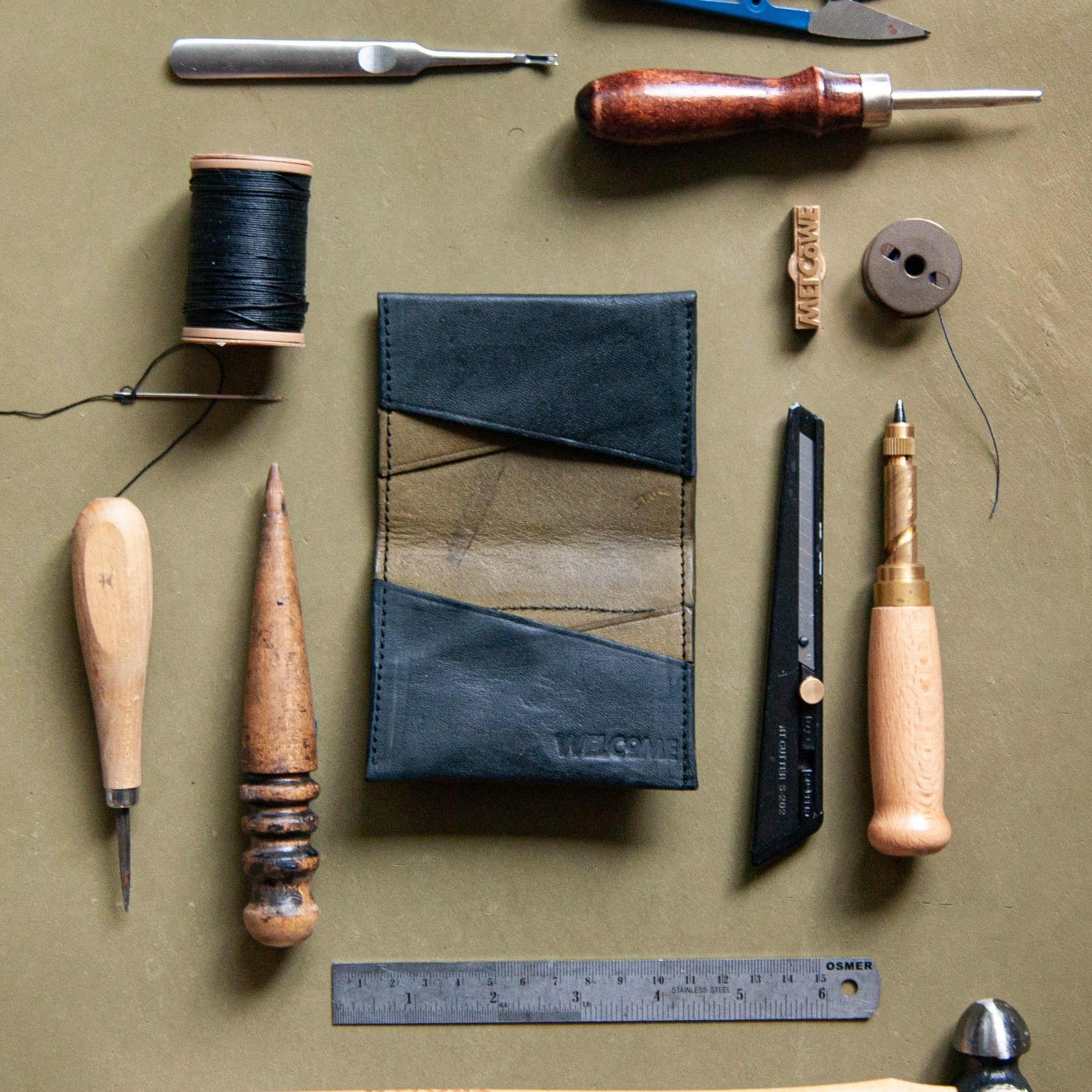 Handmade Leather 'Future Man' Card Wallet