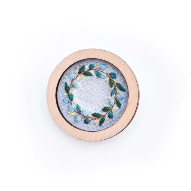 Hand Embroidered Australian Bird & Flora Brooch