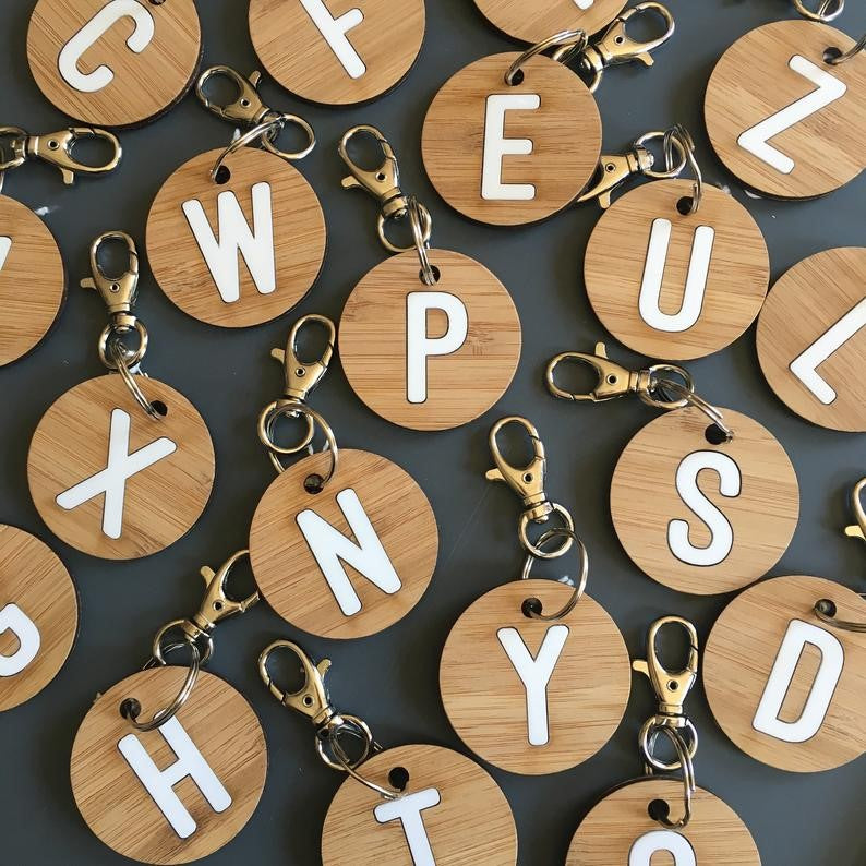 Bamboo Letter Keyrings