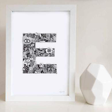 Floral Zen Doodle Alphabet Print