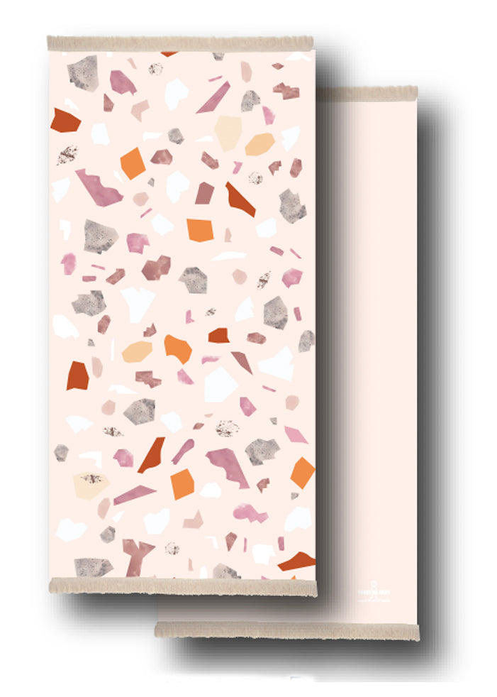 Large Pink Terrazzo Sand Free Beach Towel