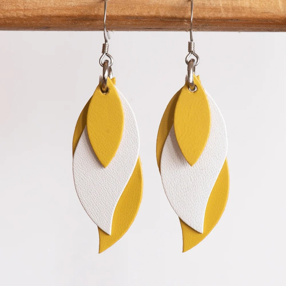 Handmade Leather Earrings - Leaf