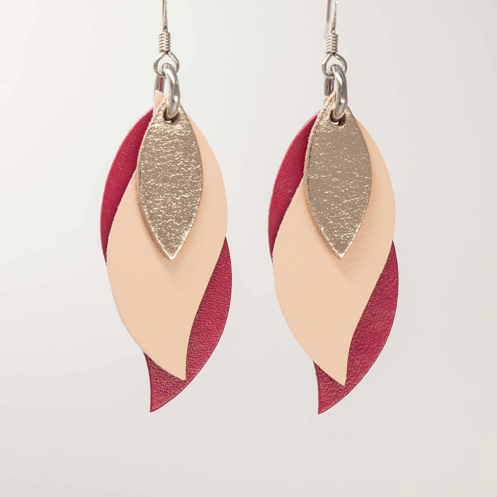 Rose gold sales leather earrings