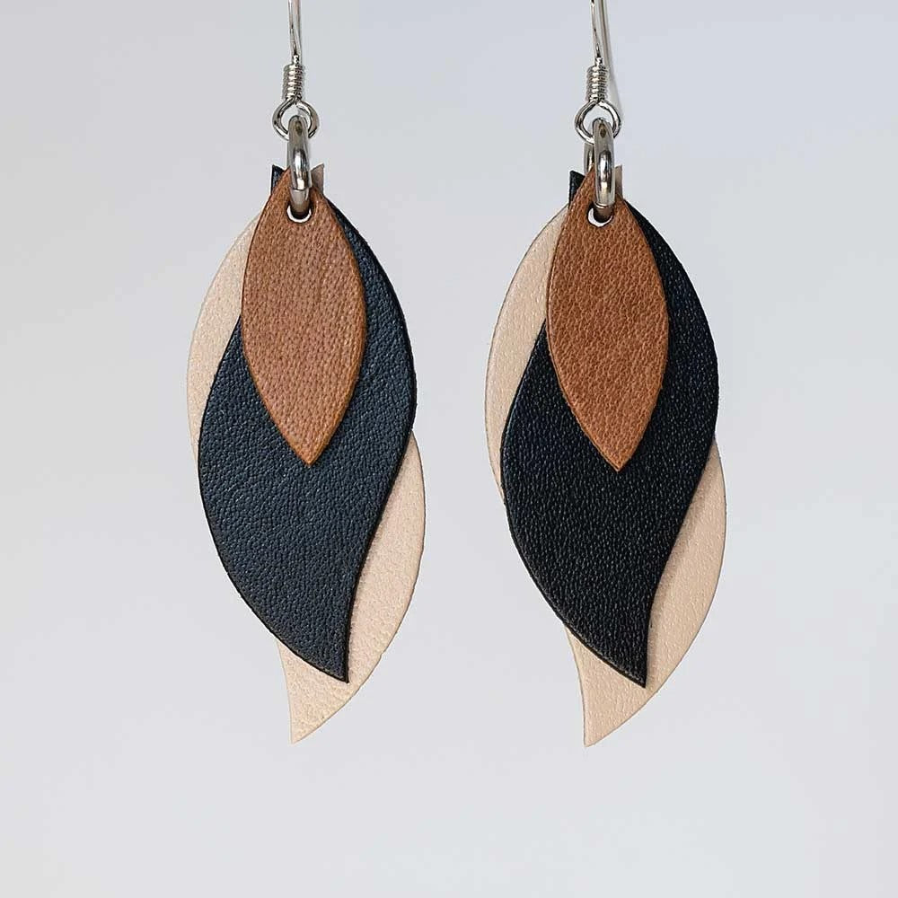 Handmade Leather Earrings - Leaf