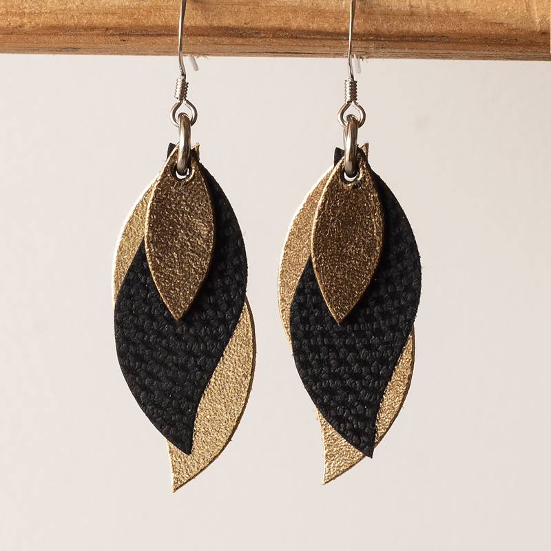 Black leather hot sale earrings