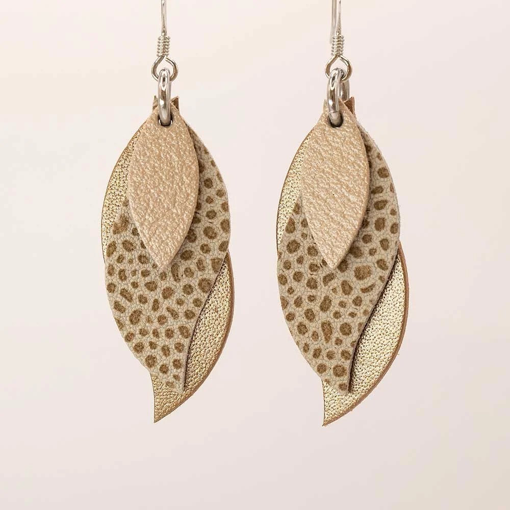 Rose gold sales leather earrings