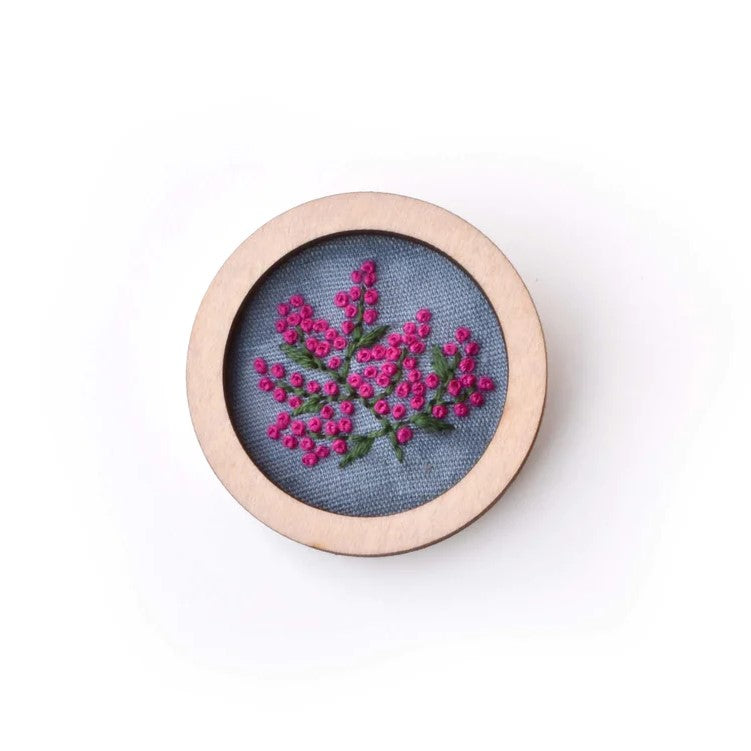 Hand Embroidered Australian Bird & Flora Brooch