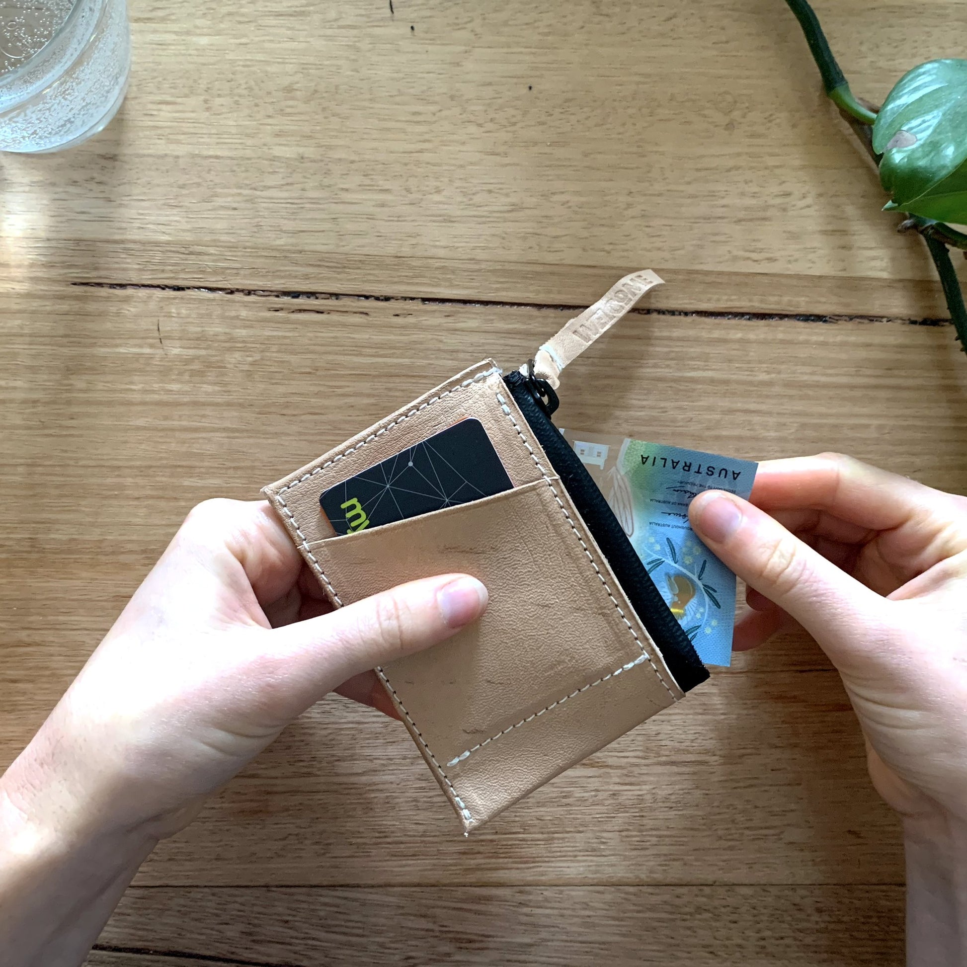 Handmade Leather Zip Card Wallet - Town Clown