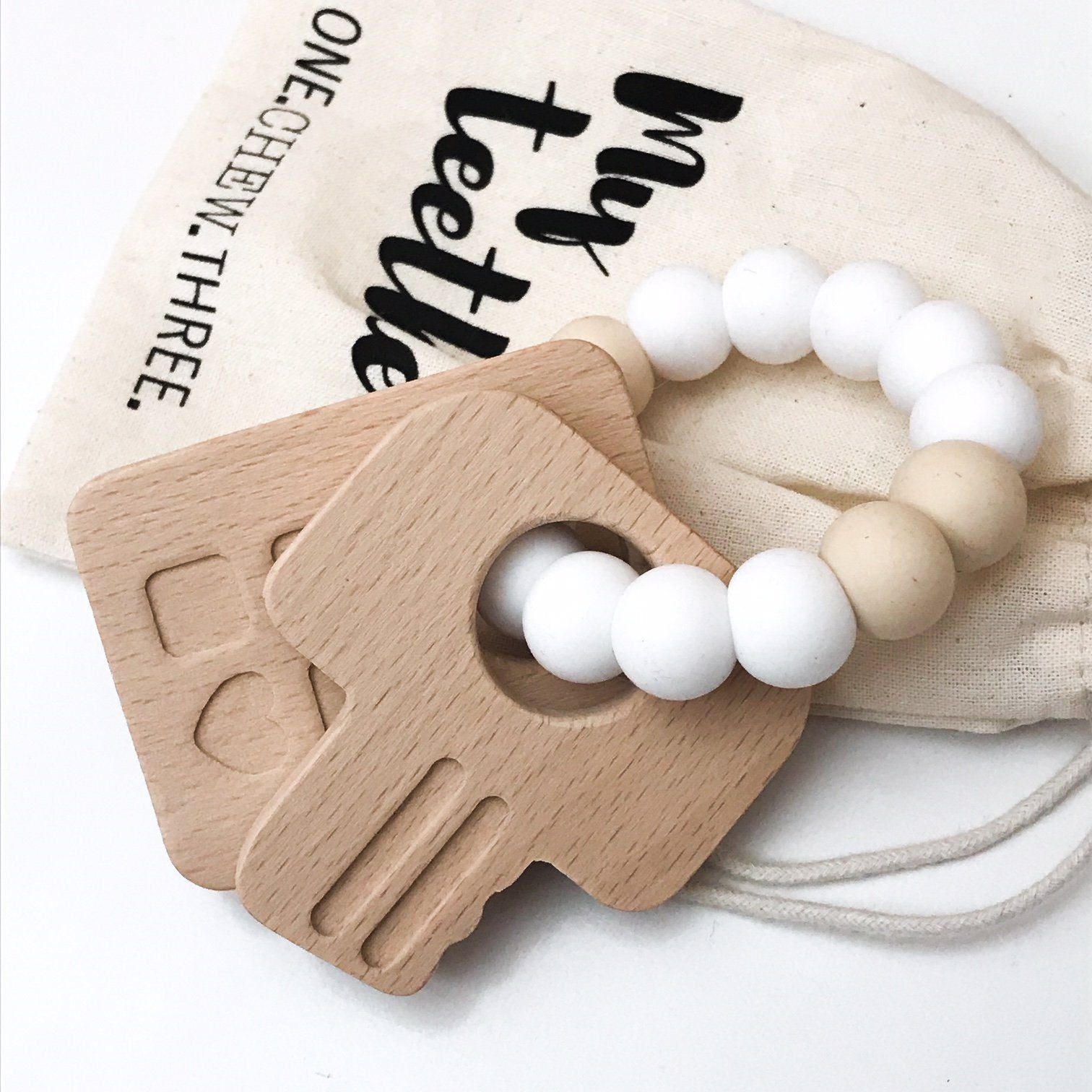 Silicone & Beech Wood Teether