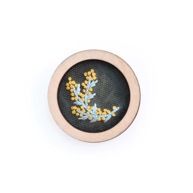 Hand Embroidered Australian Bird & Flora Brooch