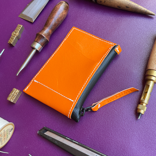 Handmade Leather Zip Card Wallet - Town Clown